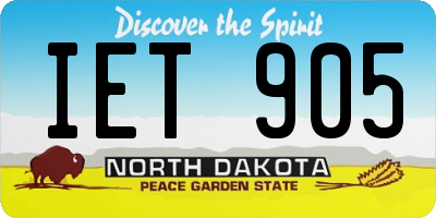 ND license plate IET905