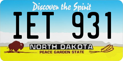 ND license plate IET931