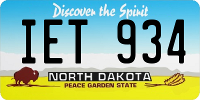 ND license plate IET934