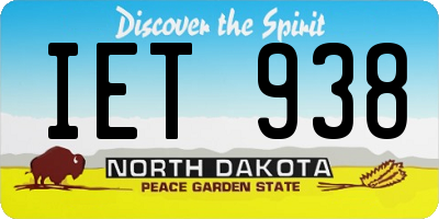 ND license plate IET938