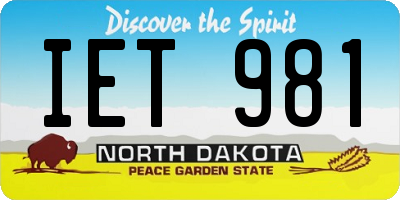 ND license plate IET981