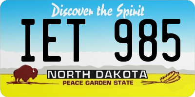 ND license plate IET985
