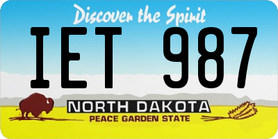 ND license plate IET987