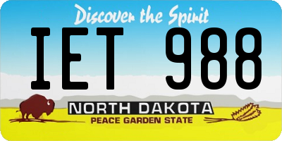 ND license plate IET988