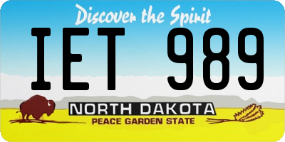 ND license plate IET989