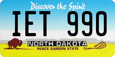 ND license plate IET990