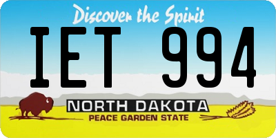 ND license plate IET994