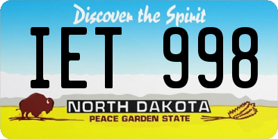 ND license plate IET998