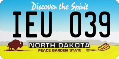 ND license plate IEU039