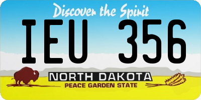 ND license plate IEU356