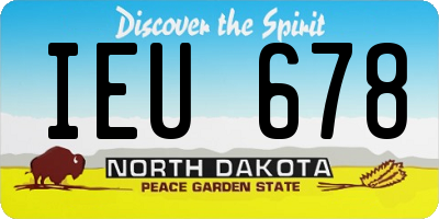 ND license plate IEU678