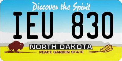ND license plate IEU830