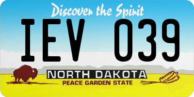 ND license plate IEV039