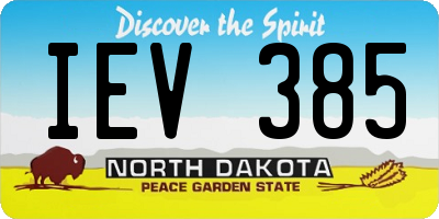 ND license plate IEV385