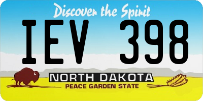 ND license plate IEV398