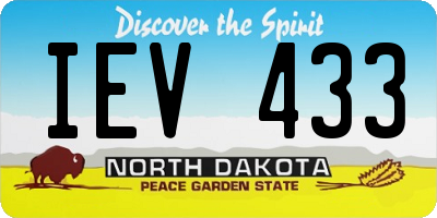 ND license plate IEV433