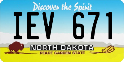 ND license plate IEV671