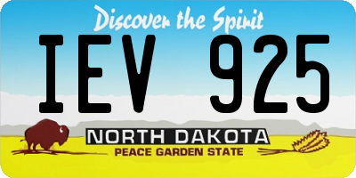 ND license plate IEV925