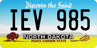 ND license plate IEV985