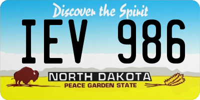 ND license plate IEV986
