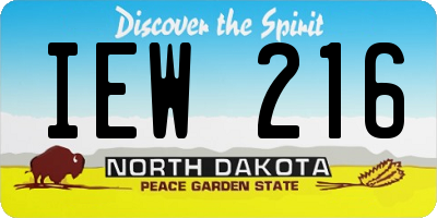 ND license plate IEW216