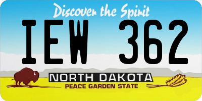ND license plate IEW362
