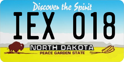ND license plate IEX018