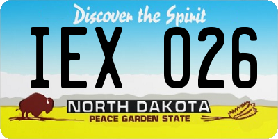 ND license plate IEX026