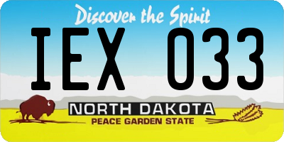 ND license plate IEX033