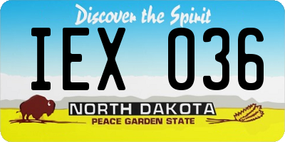 ND license plate IEX036