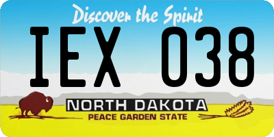 ND license plate IEX038