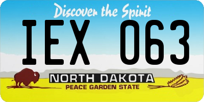 ND license plate IEX063
