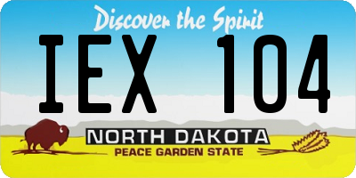 ND license plate IEX104