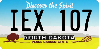 ND license plate IEX107