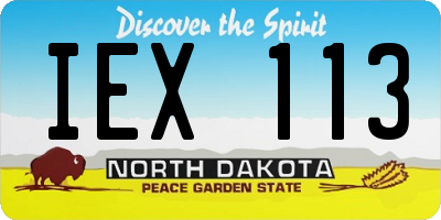 ND license plate IEX113
