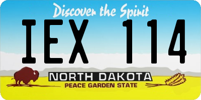 ND license plate IEX114