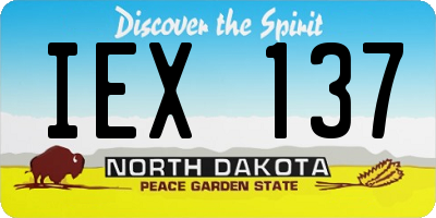 ND license plate IEX137
