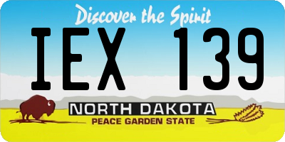 ND license plate IEX139