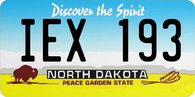 ND license plate IEX193