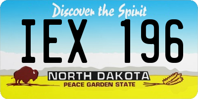 ND license plate IEX196
