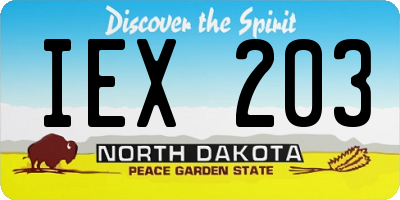 ND license plate IEX203