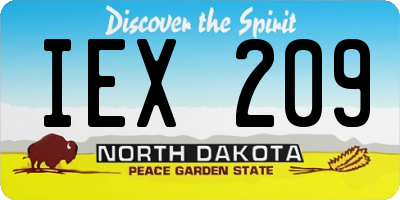 ND license plate IEX209