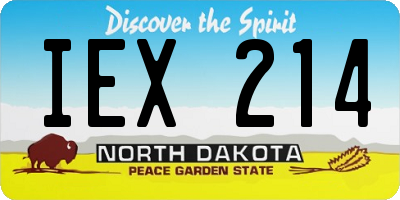 ND license plate IEX214