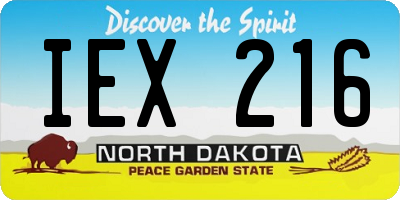 ND license plate IEX216