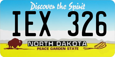 ND license plate IEX326
