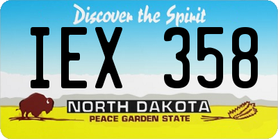 ND license plate IEX358