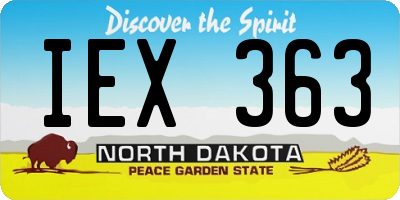 ND license plate IEX363