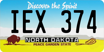 ND license plate IEX374