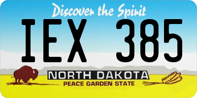 ND license plate IEX385