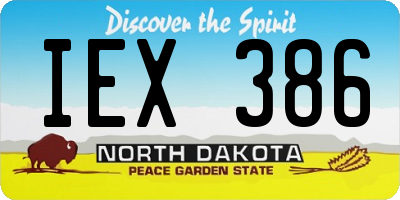 ND license plate IEX386